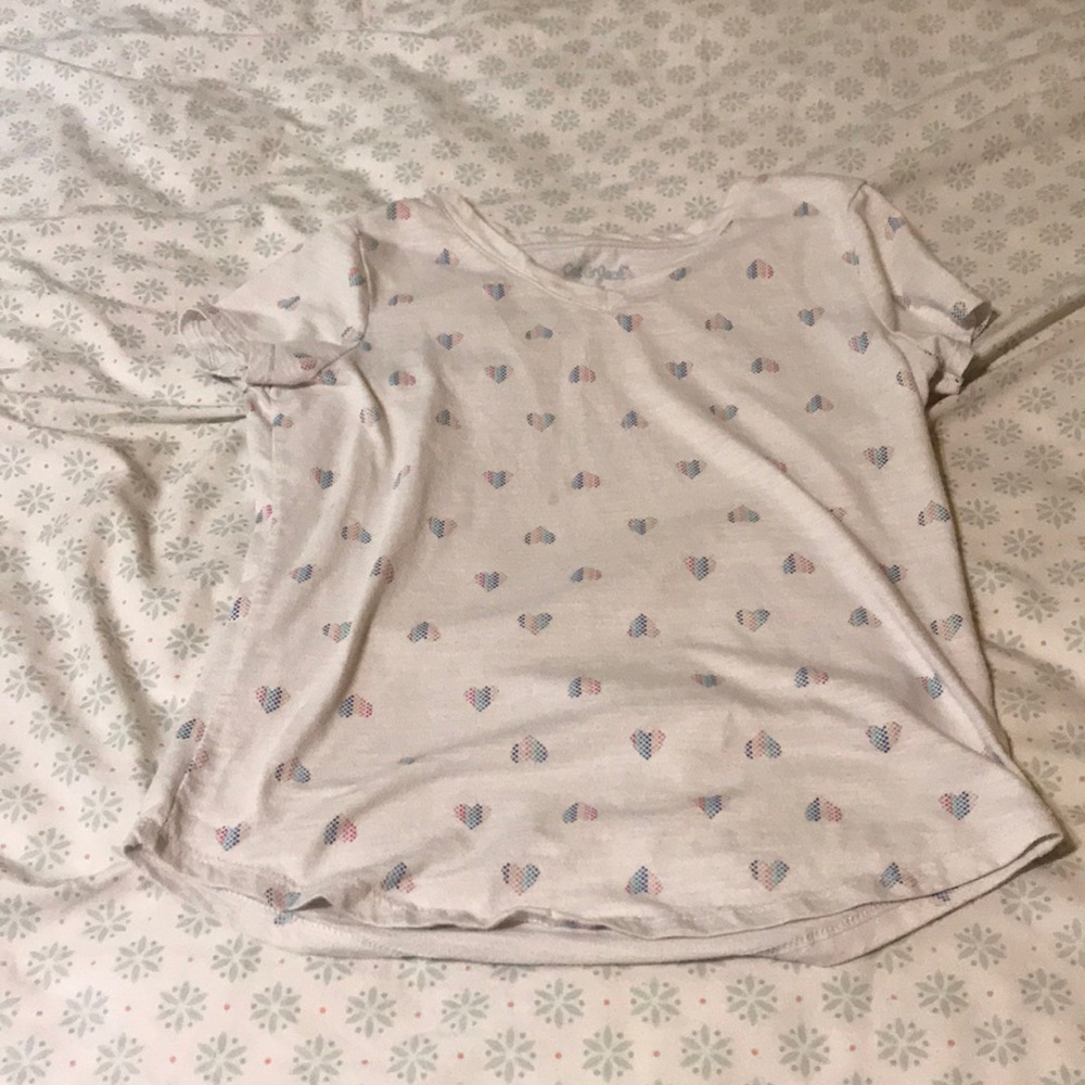 White with hearts tee shirt